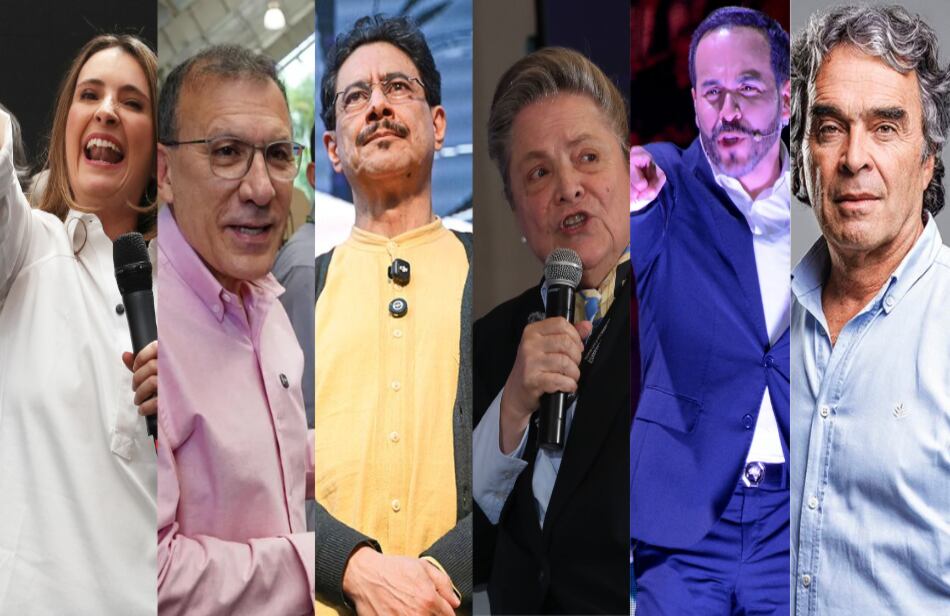 Paloma Valencia, Roy Barreras, Iván Cepeda, Clara López, Abelardo de la Espriella y Sergio Fajardo, candidatos a la Presidencia.