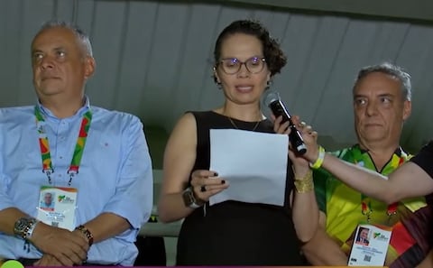 Polémica generó el discurso de la ministra del Deporte durante la inauguración de los Juegos Nacionales.