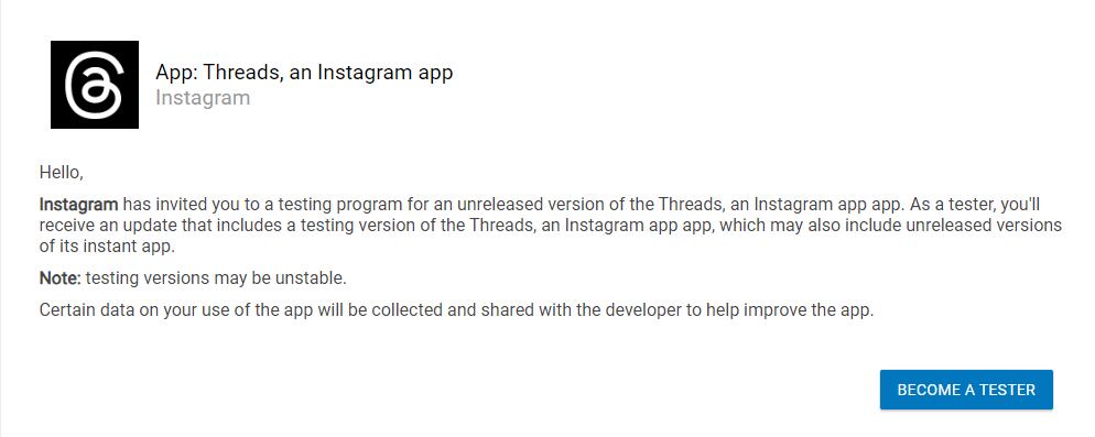 Meta ya abrió un programa beta para Threads.