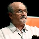 FILE — Author Salman Rushdie talks about the start of his writing career, during the Mississippi Book Festival, in Jackson, Miss., on Aug. 18, 2018. Rushdie, the author whose writing led to death threats from Iran in the 1980s, was attacked Friday while giving a lecture in western New York. (AP Photo/Rogelio V. Solis, File)