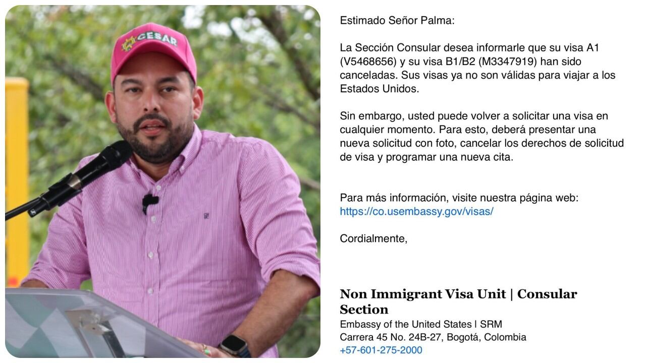 El ministro de Minas, Edwin Palma, y el correo que recibió por parte de Estados Unidos.