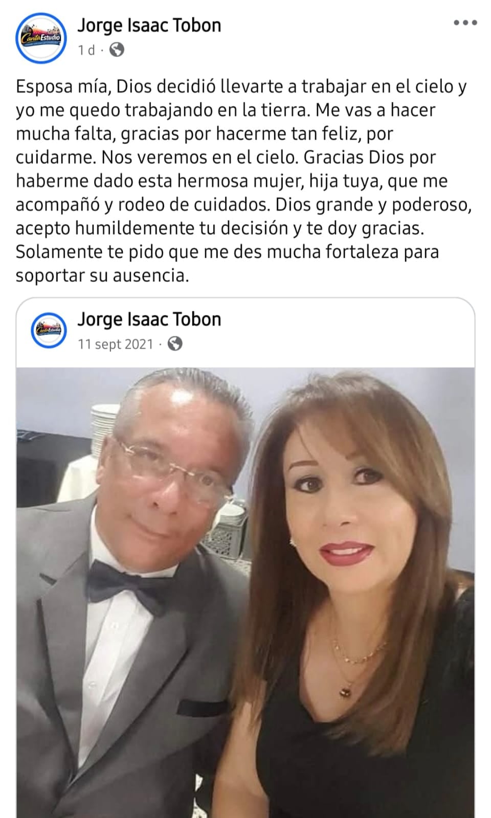 la conmovedora despedida del periodista Jorge Tobón a su esposa fallecida en el sismo de Cali