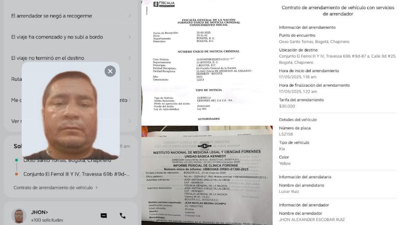 El joven compartió en SEMANA datos personales del presunto agresor, así como la placa del taxi. Además, mostró la respectiva denuncia ante las autoridades.