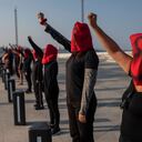 En Veracruz, México, mujeres del colectivo Rabia protestaron en contra de los feminicidios.