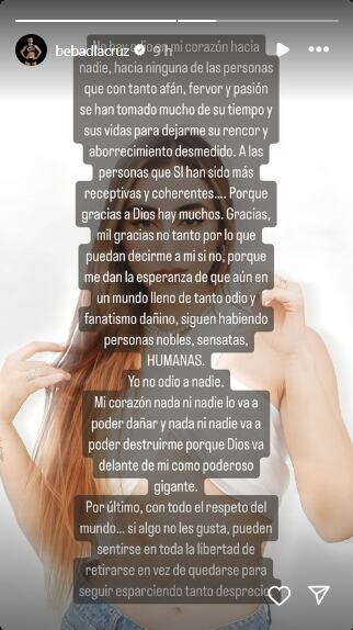 Beba, la participante de El Desafío, envió un contundente mensaje a quienes la critican por su actuación en el reality.