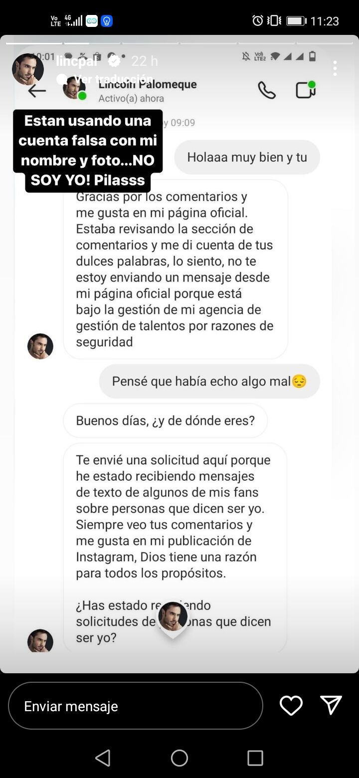 Palomeque denunció que se estaban haciendo pasar por él