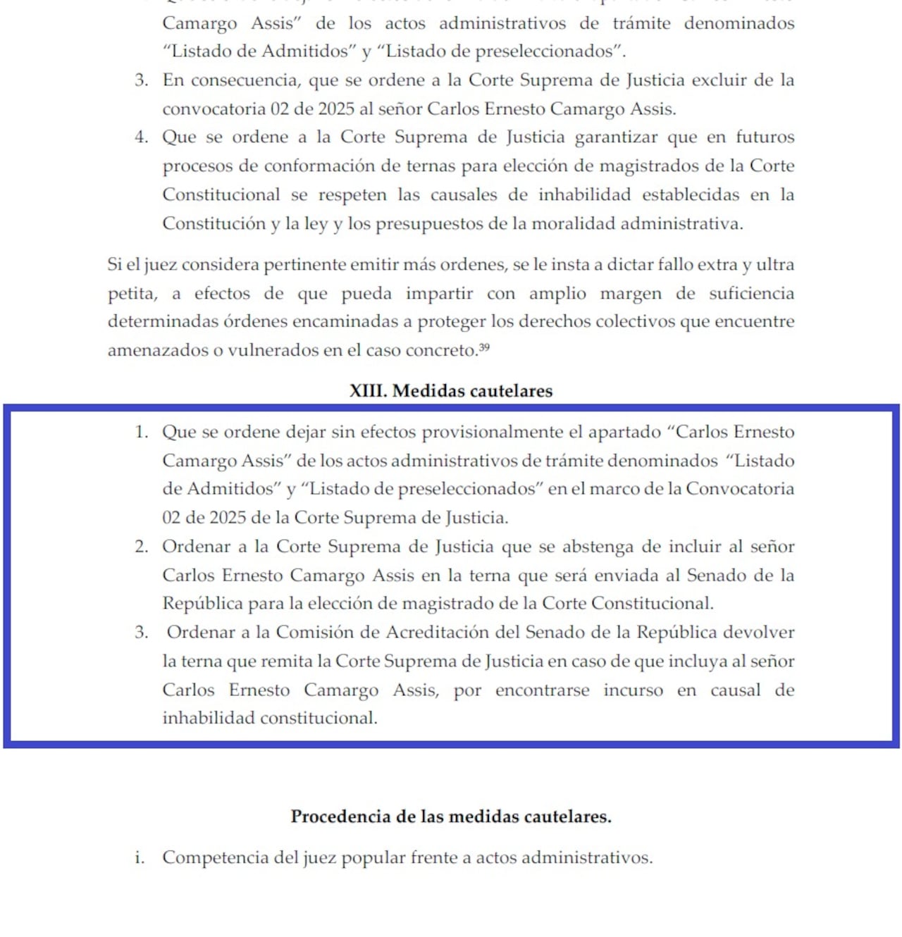 Esta es la demanda contra la postulación del exdefensor del Pueblo, Carlos Camargo en la terna de la Corte Constitucional.