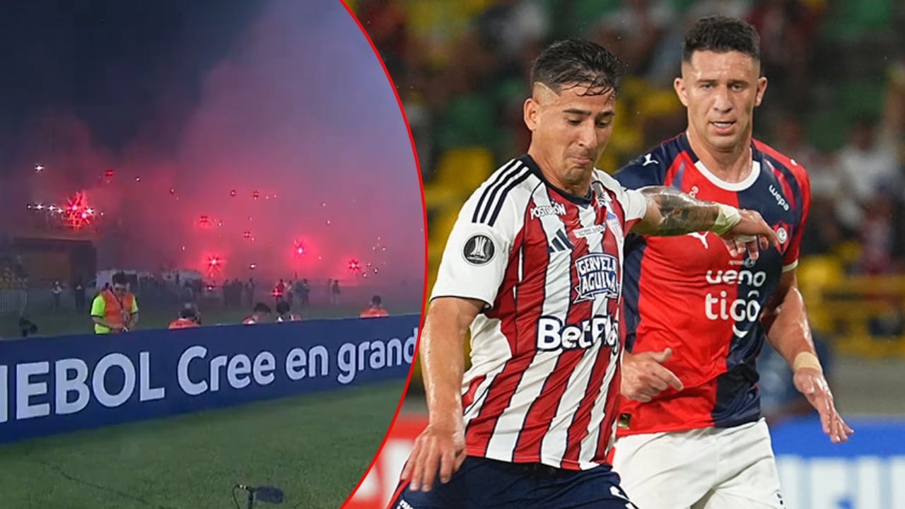 Bengalas en Cartagena / Jugadores de Junior y Cerro Porteño