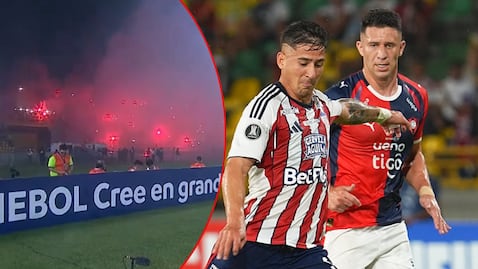 Bengalas en Cartagena / Jugadores de Junior y Cerro Porteño