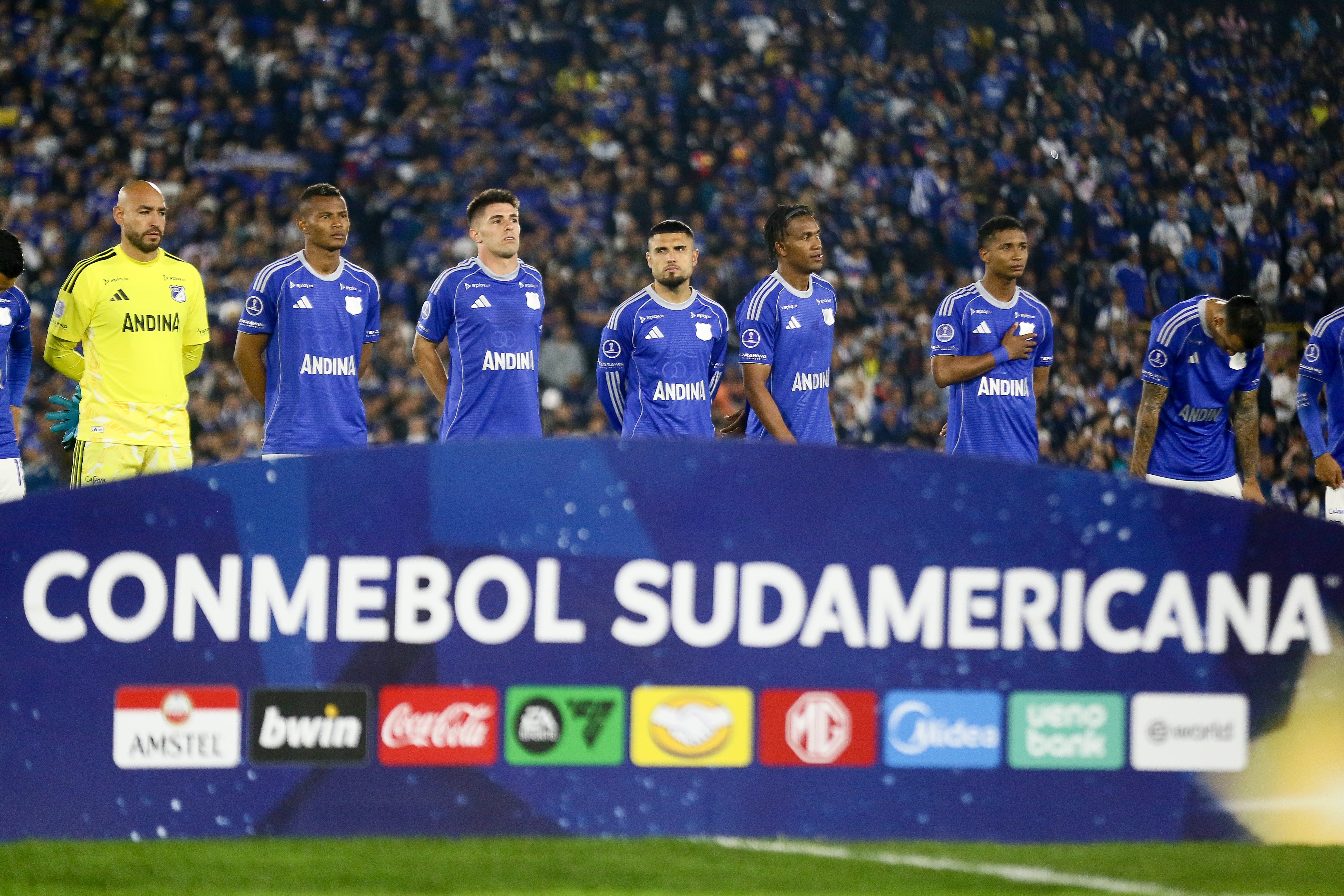 Bogotá. Abril 15 de 2026. Millonarios enfrenta a Boston River, por encuentro válido de la Conmebol Sudamericana 2026, en la fecha 2 de la fase de grupos del grupo C, en el Estadio Nemesio Camacho El Campín. (Colprensa - Lina Gasca).