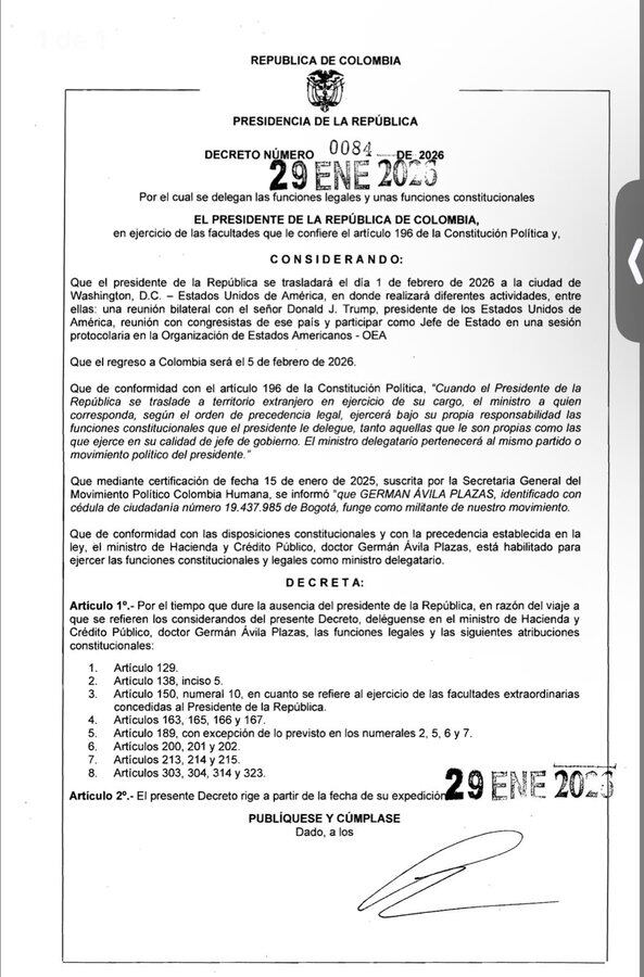 Decreto presidente Gustavo Petro viaje a EE.UU.