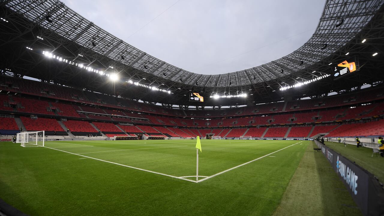 Puskas Arena de Budapest. (Photo by Attila KISBENEDEK / AFP)