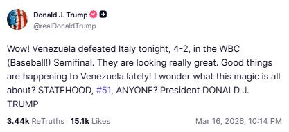 Mensaje emitido por Trump.