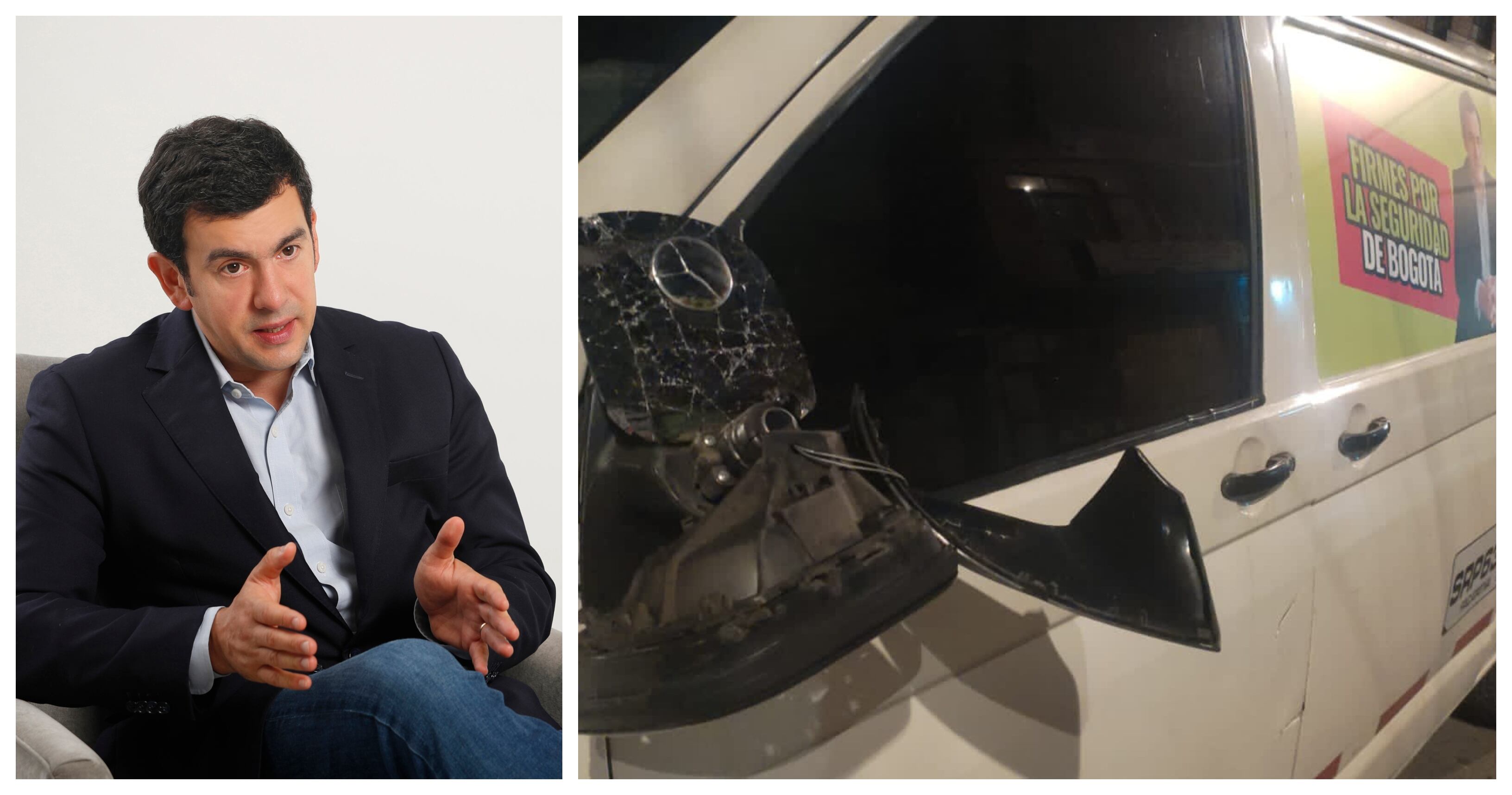 Vandalizan camioneta de amigo de Rodrigo Lara, durante una jornada de recolección de firmas en Bogotá.