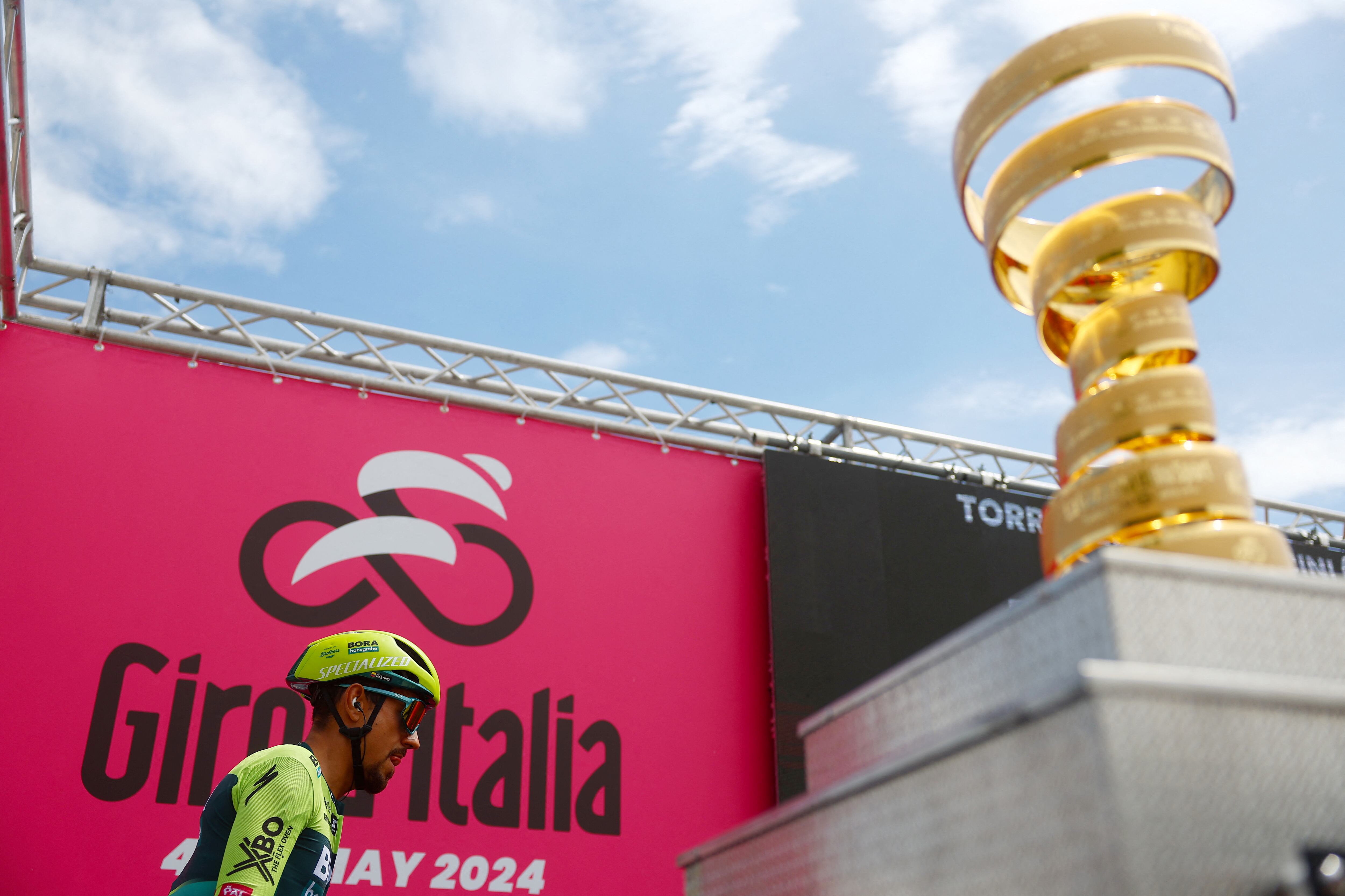 Team Bora's Colombian rider Daniel Martinez is pictured prior the 6th stage of the 107th Giro d'Italia cycling race, 180 km between Torre del lago Puccini and Rapolano Terme, on May 9, 2024 in Viareggio. (Photo by Luca Bettini / AFP)