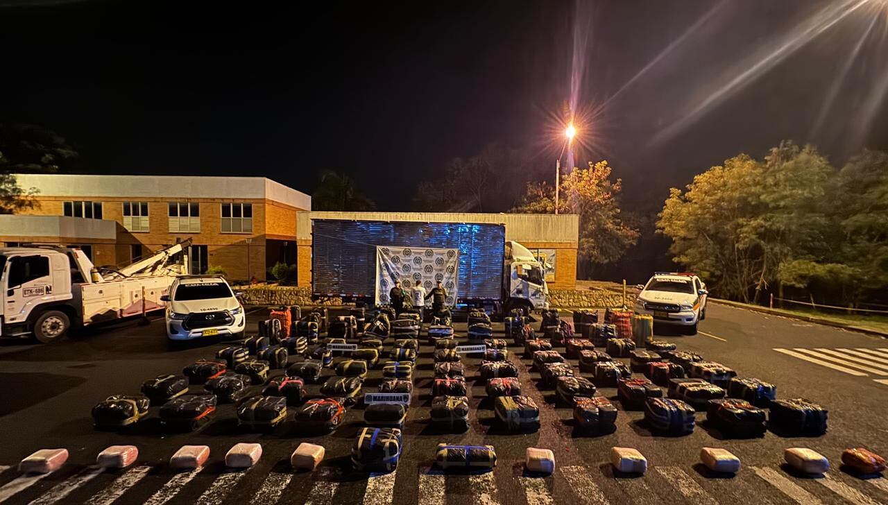 Marihuana decomisada por la Policía en el Valle del Cauca.