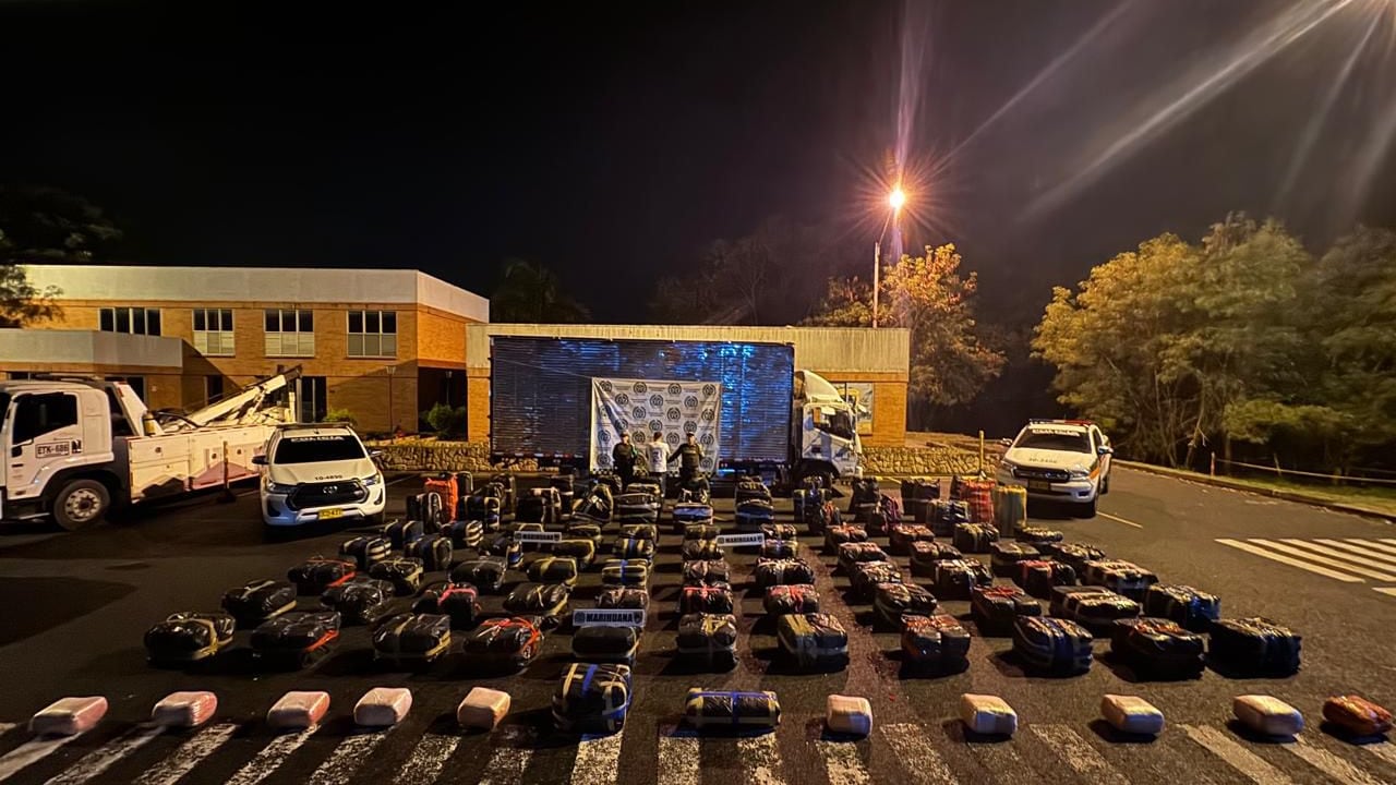 Marihuana decomisada por la Policía en el Valle del Cauca.