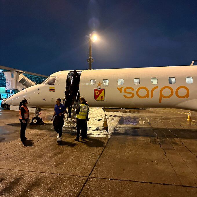 Deportivo Pereira a su llegada a territorio brasileño para el juego de vuelta de los cuartos de final en la Copa Libertadores