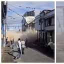 Casa de tres pisos que colapsó en el centro de Pereira ocho días después del terremoto.