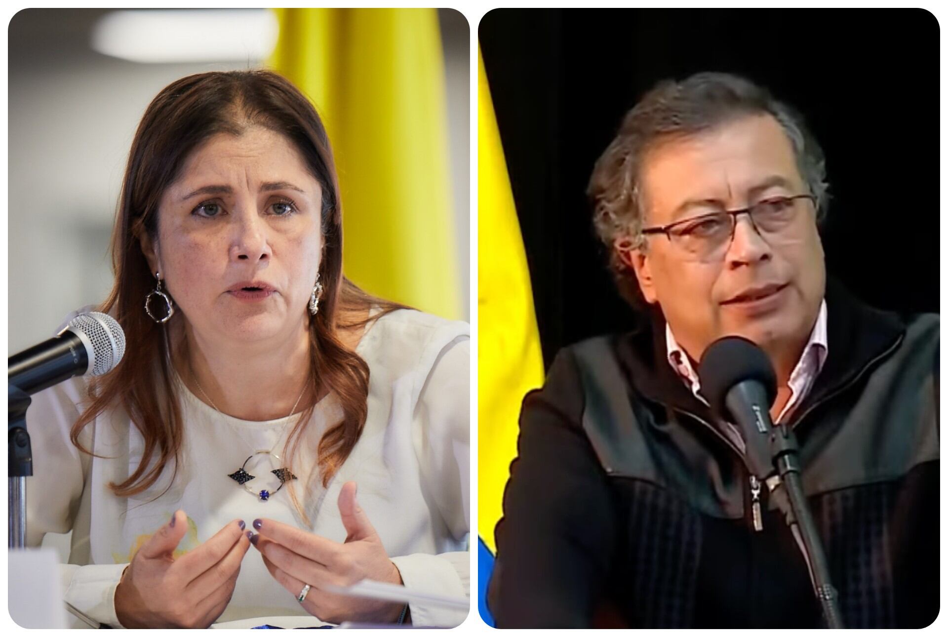 La defensora del Pueblo, Iris Marín, y el presidente de la República, Gustavo Petro.