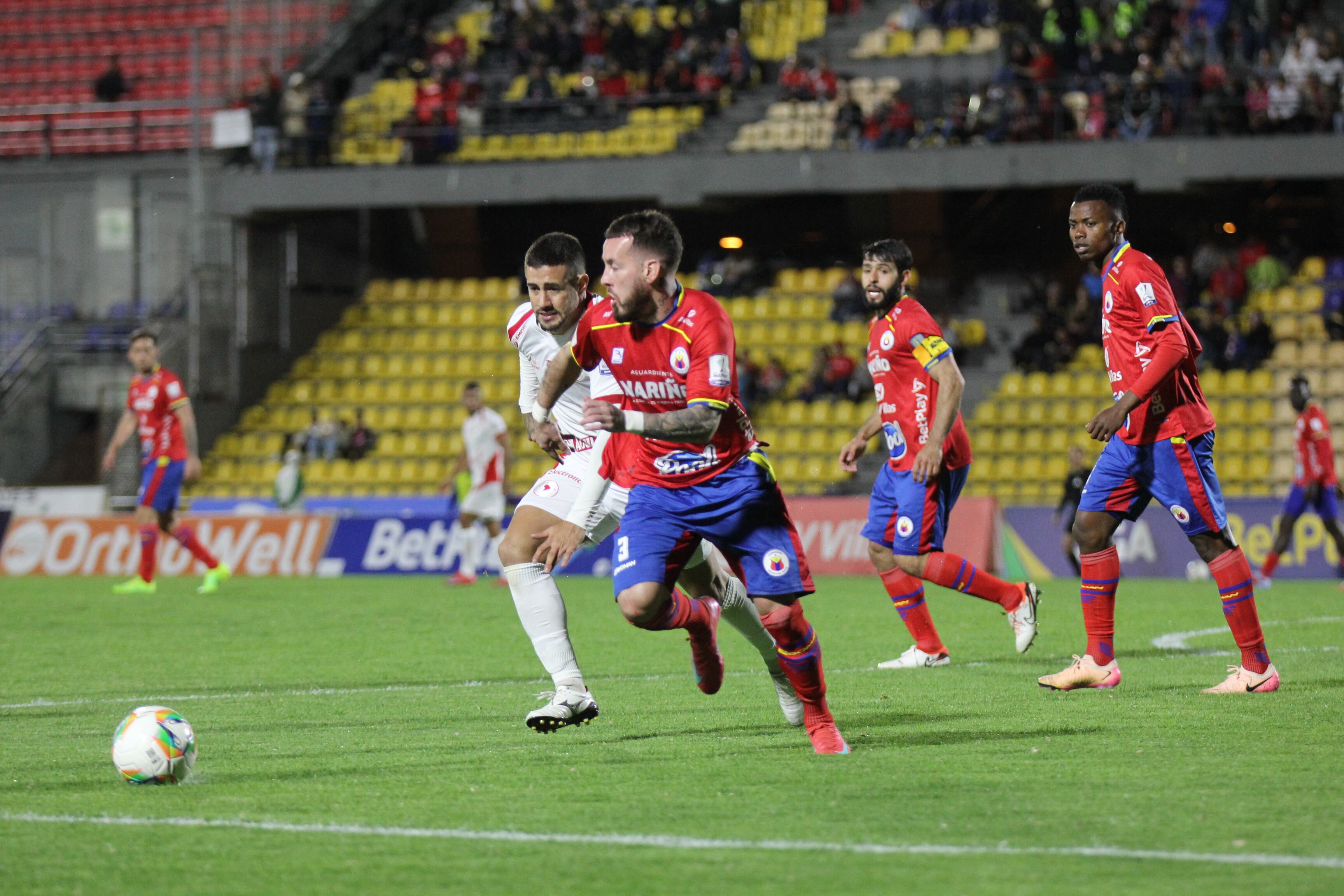Imagen del encuentro entre Deportivo Pasto y América de Cali por el segundo semestre de la Liga colombiana.