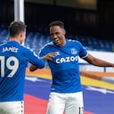 Yerry Mina y James Rodríguez compartieron en Everton.