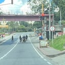 Los encapuchados cerca a la Universidad Distrital.