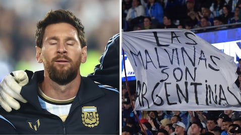 Otra vez el trapo de Malvinas, en el amistoso de Argentina contra Benín.