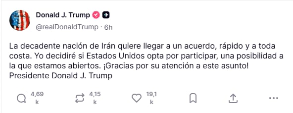 Trino Donald Trump, Truth Social.