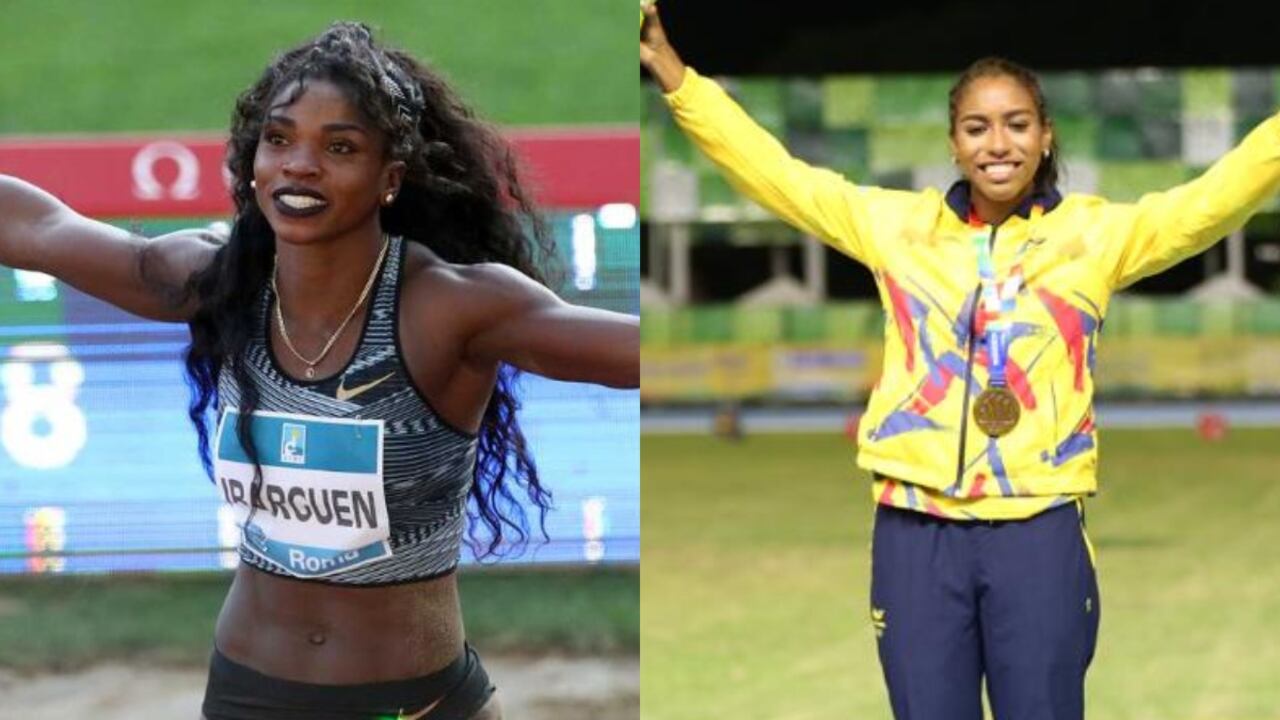 Caterine Ibargüen y Natalia Linares. La atleta vallenata rompió récord de la antioqueña.