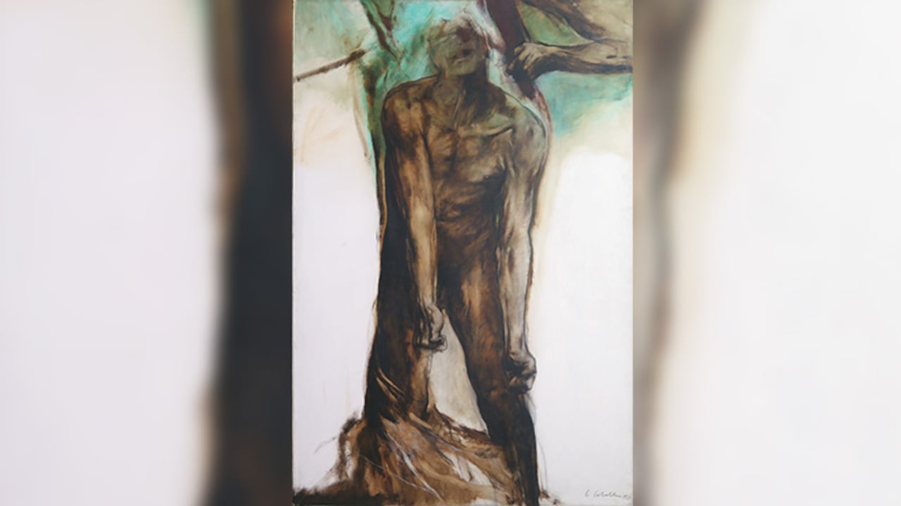 Sin título (1983). Lápiz, carboncillo, aguada de óleo sobre papel entelado.