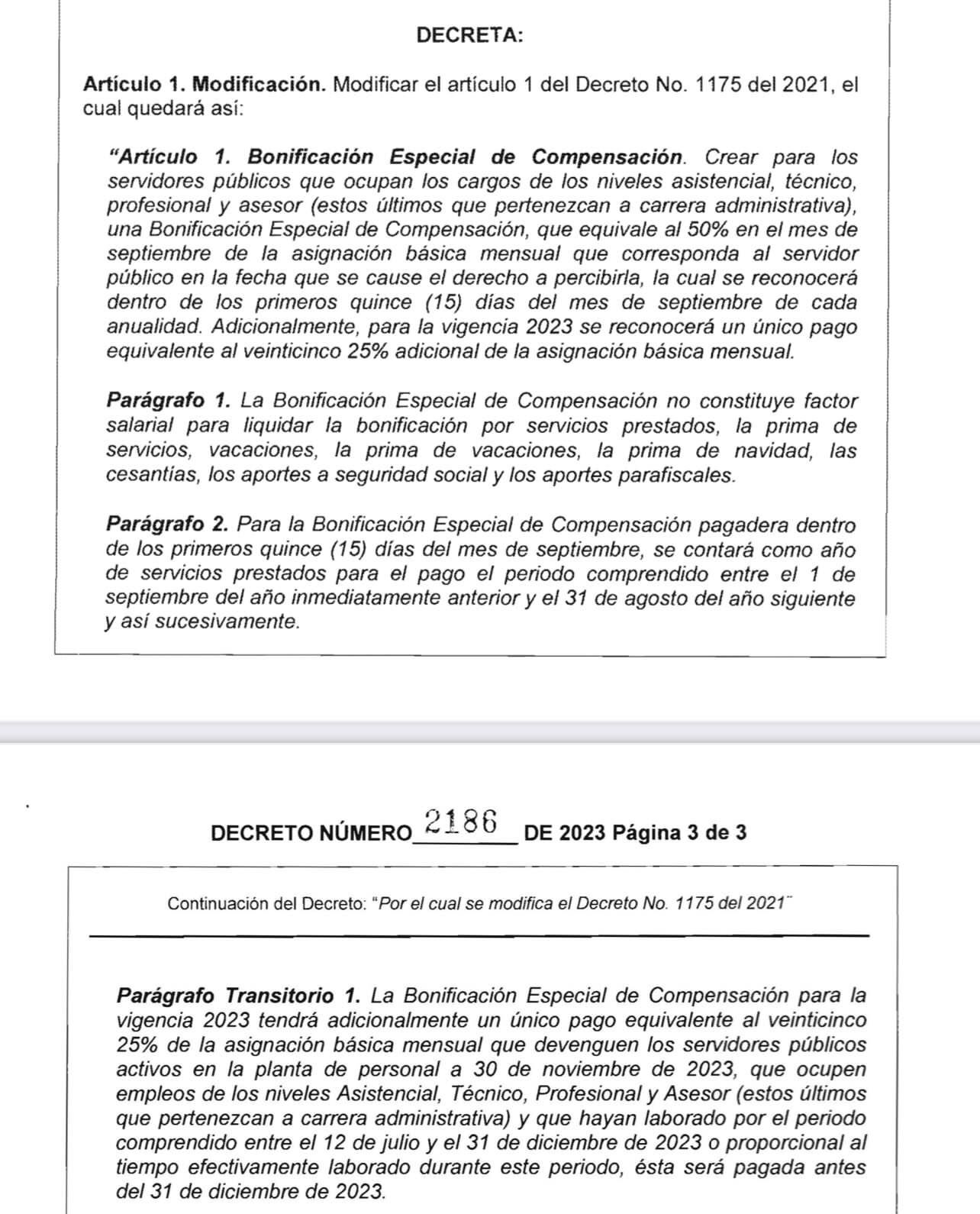 Decreto bonificación presidente Gustavo Petro