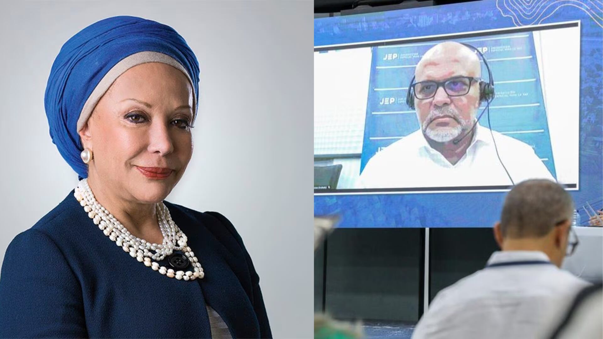 Piedad Córdoba y Salvatore Mancuso (ante la JEP).