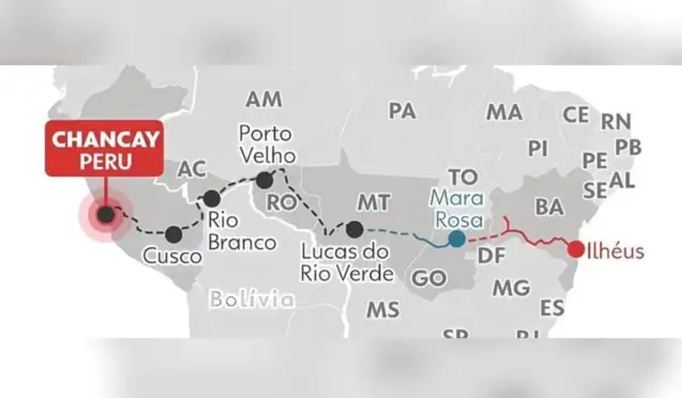 La futura ruta ferroviaria estaría vinculada a puntos logísticos clave como el megapuerto de Chancay.