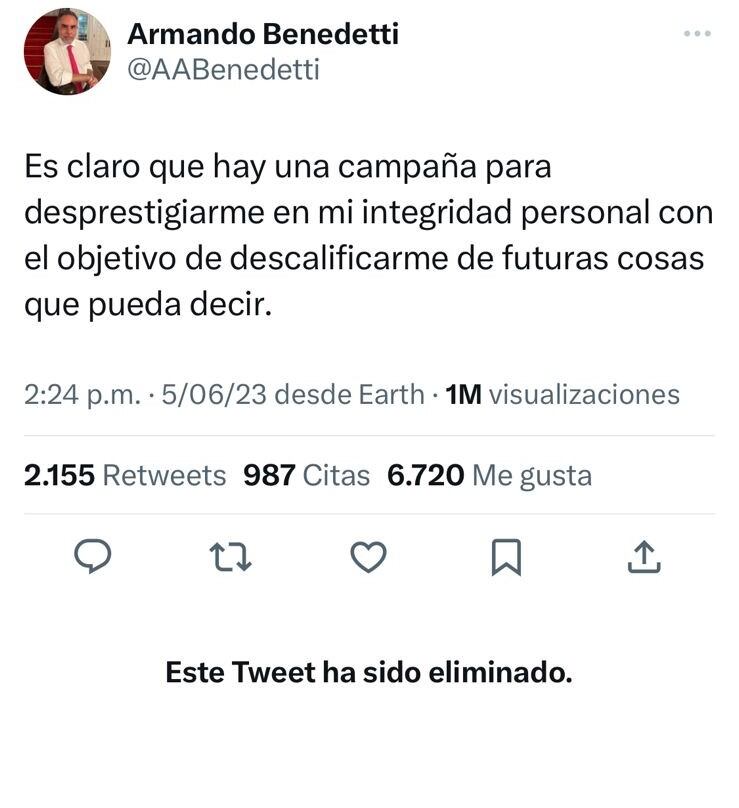 Armando Benedetti y su cambio de decisión sobre el Gobierno Petro
