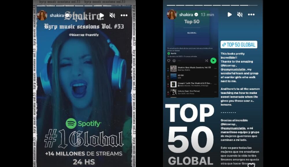 La cantante celebró el éxito de su nuevo tema en Spotify.