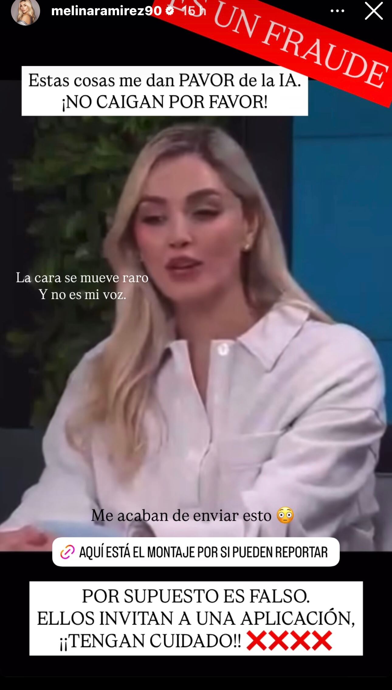 En el video se puede observar y escuchar supuestamente a la colombiana invitando a invertir dinero en una plataforma.