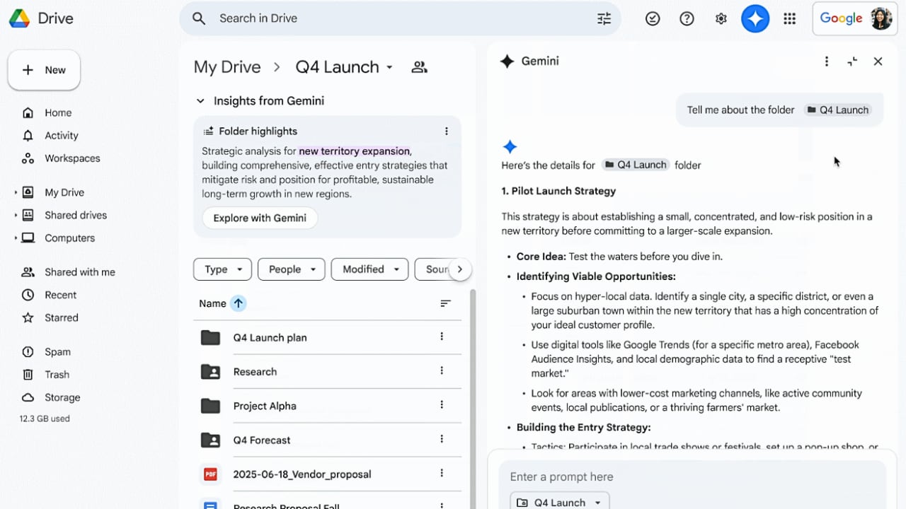 El comunicado señala que “Explorar con Gemini” ofrece un informe más extenso y espacio para consultas adicionales.
