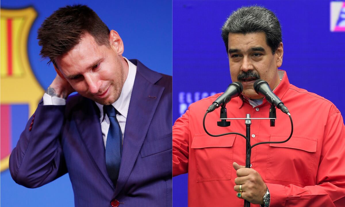 Lionel Messi y Nicolás Maduro. Foto: AP/	Joan Monfort/Matias Delacroix