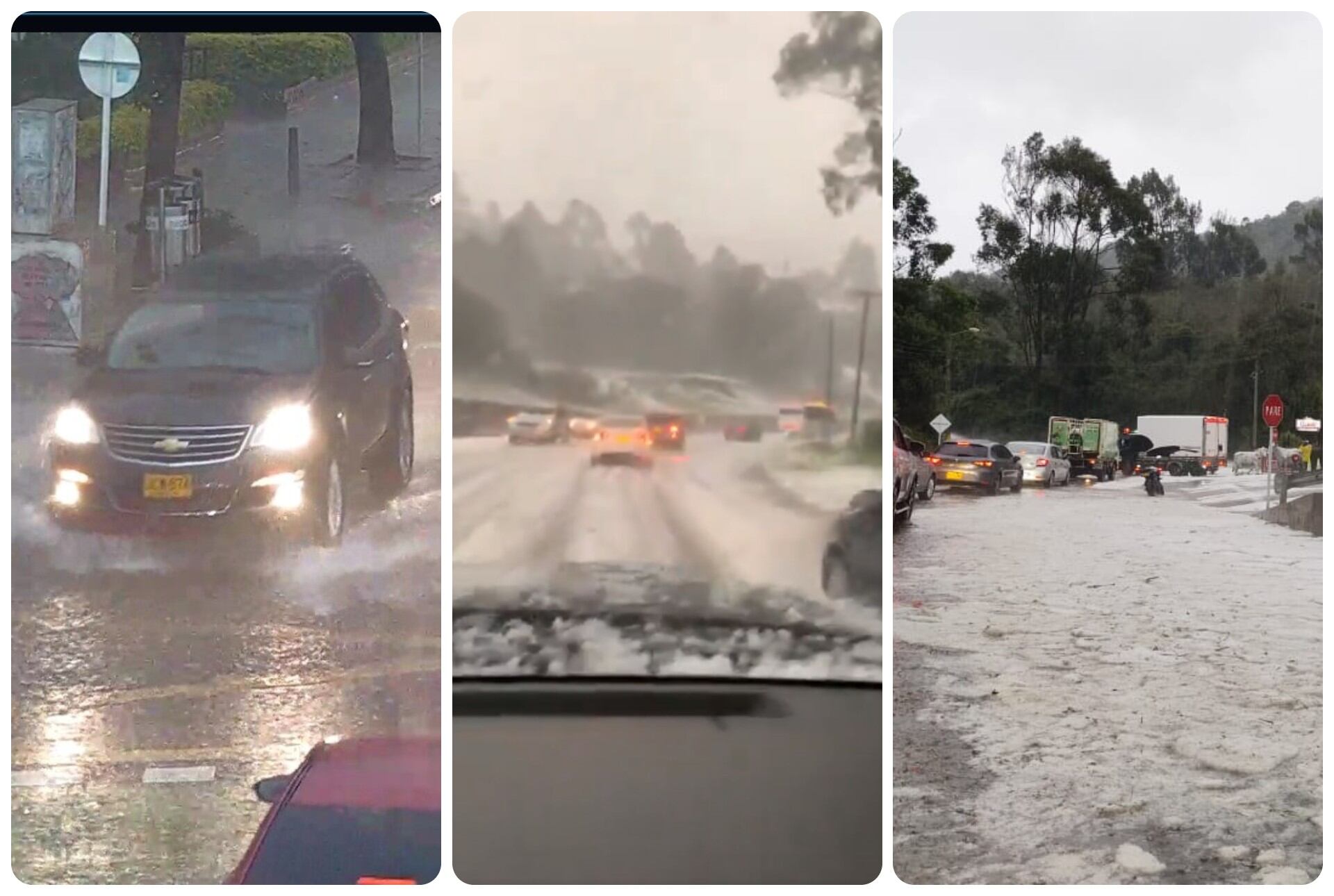 La lluvia y el granizo generó caos en la movilidad en Bogotá y La Calera.