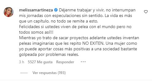 Palabras de Melissa Martínez