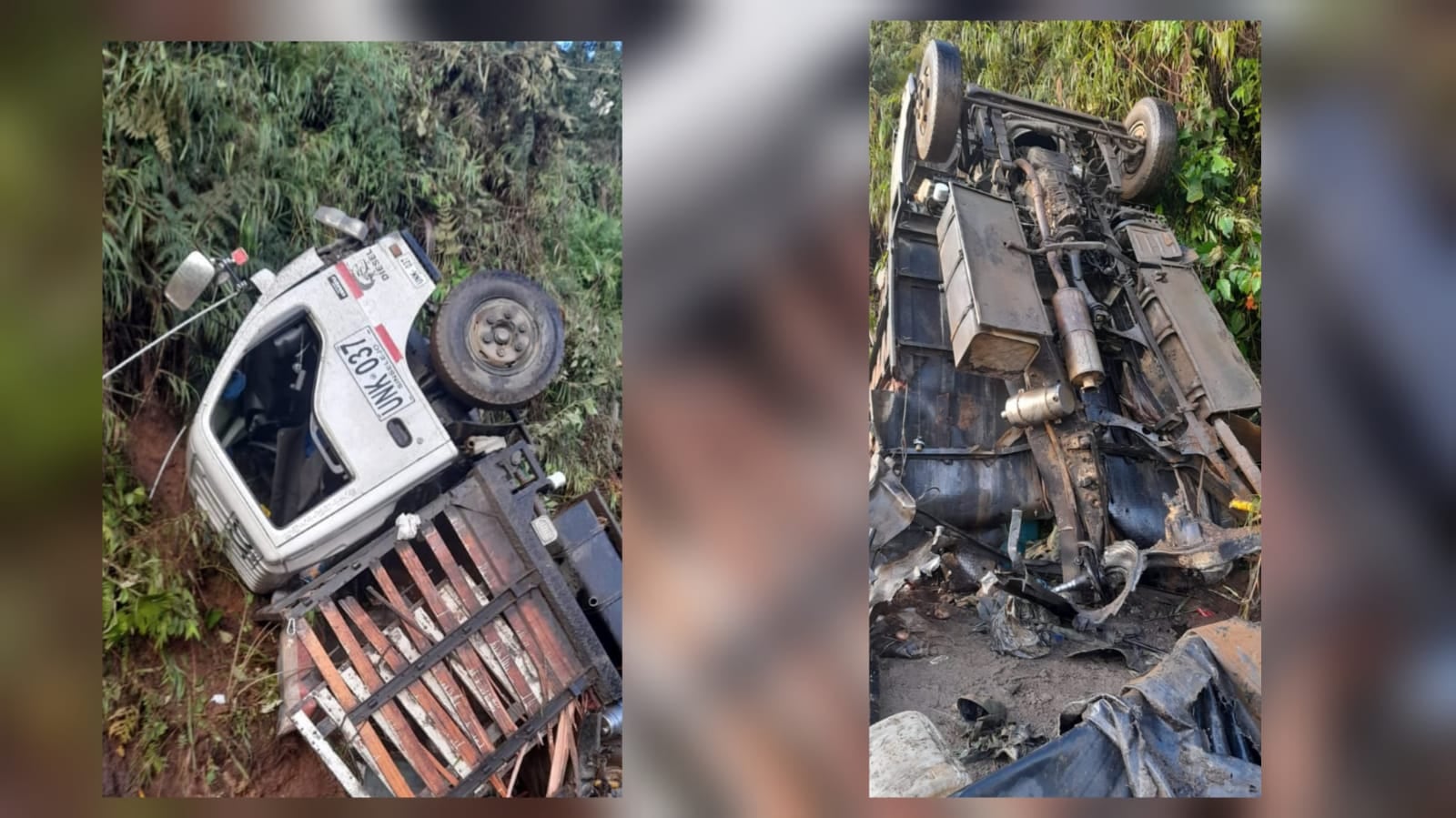 Así quedó el camión en el que se movilizaban los seis militares que fueron asesinados en Frontino, Antioquia.