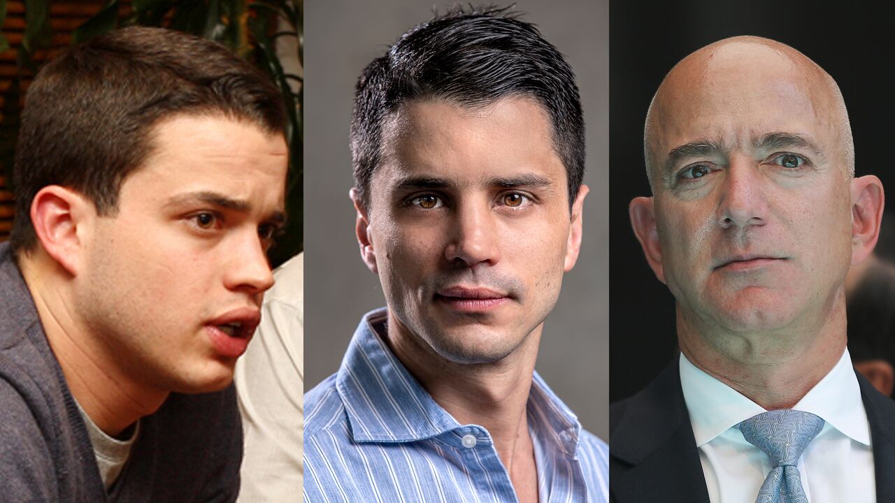 Jeff Bezos, Tomás Uribe y Jerónimo Uribe Foto Daniel Reina
-Juan Carlos Sierra - Getty Image