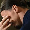 Zlatan Ibrahimovic, delantero de la selección sueca de fútbol, pronuncia una conferencia de prensa el 22 de marzo de 2021 en Estocolmo, antes del partido de clasificación para la Copa del Mundo de Suecia vs Georgia que se jugará el 25 de marzo de 2021. - Zlatan Ibrahimovic regresó a la escuadra sueca después de un una pausa de casi cinco años. (Foto de Jonathan NACKSTRAND / AFP)