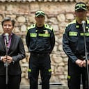 La alcaldesa Claudia López y el general Carlos Triana, comandante de la Policía Metropolitana de Bogotá, al término del consejo de seguridad.