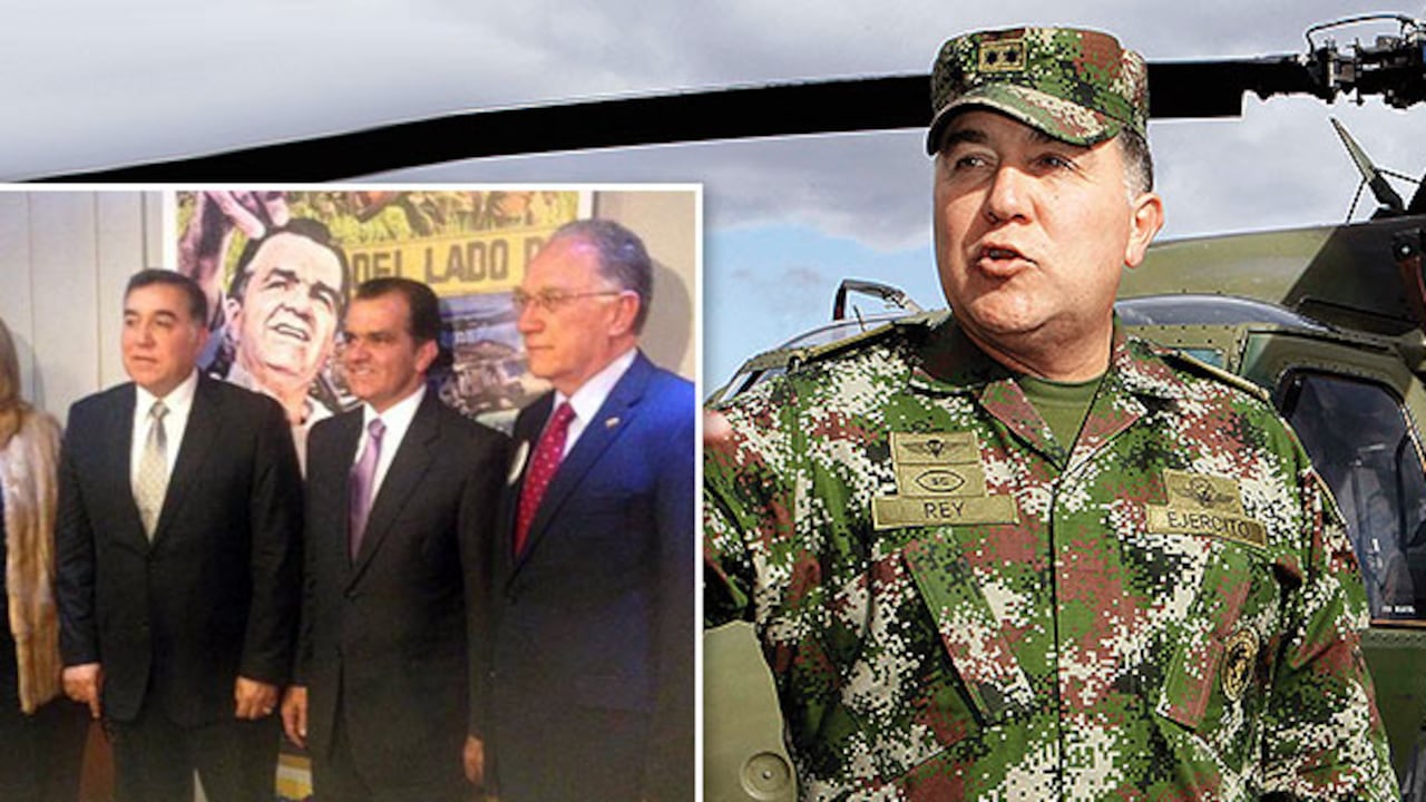 El contrevertido general (r) Javier Rey, quien salió de las filas del Ejército tras un escándalo de corrupcioón en esa fuerza, reapareció haciendo política con Oscar Iván Zuluaga. En la imagen los acompaña el general (r) Harold Bedoya.