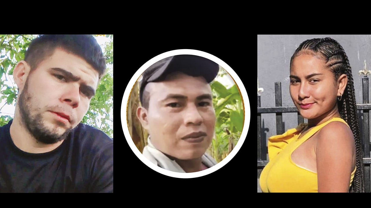 Divier Herrera Alcaraz (camiseta negra), según sus allegados, era albañil; Pedro Guerra (gorra) era oriundo de Antioquia; Valentina vivía en Necoclí con su papá.