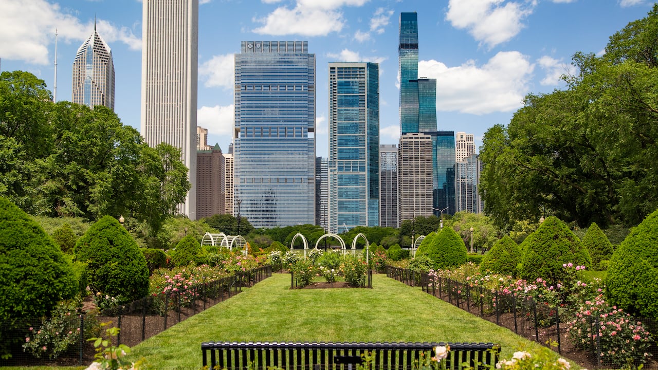 Postal del Grant Park, en Chicago, Illinois.