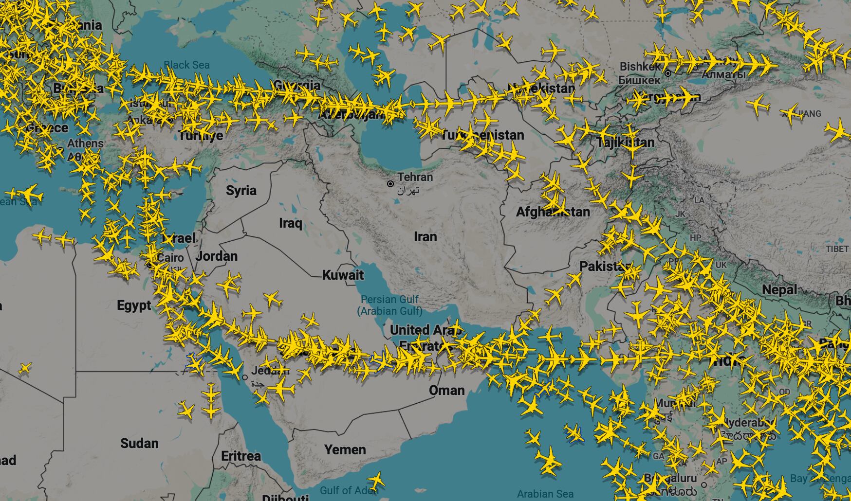 Espacio aéreo de la región el 2/03/26 a las 5:05 p.m.