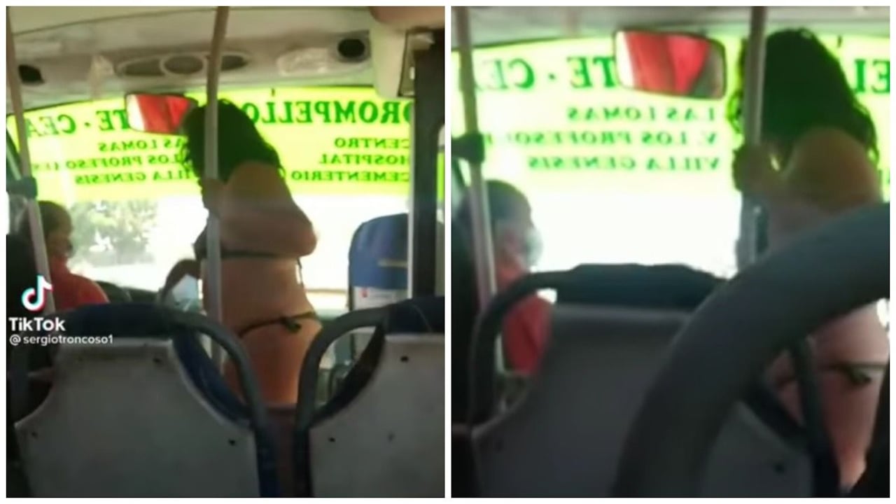 El curioso suceso se presentó exactamente en la Línea Orompello, Montecea, allí la mujer que no ha sido identidad aborda el bus vistiendo solamente una tanga color negro y un brasier del mismo tono.